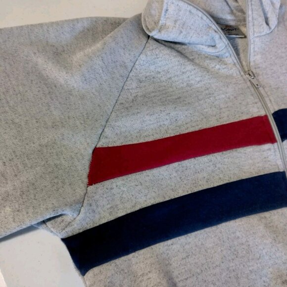 Vintage Track & Court Sweatshirt Men M Tall Gray Full Zip Red Blue Stripe Retro - Picture 15 of 16